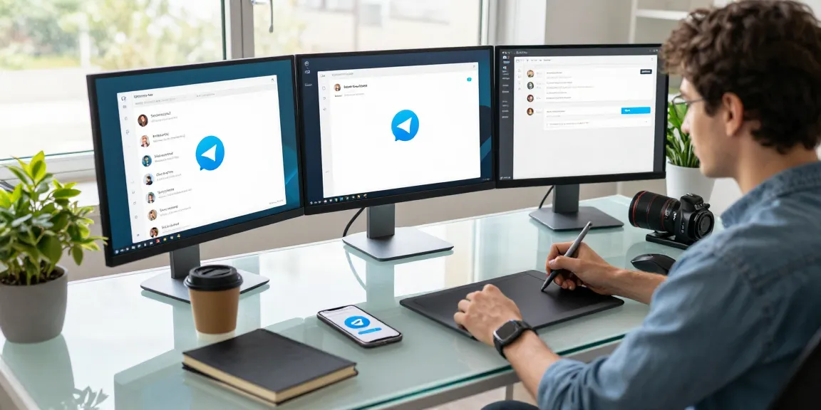 Download Telegram on sleek monitors in a modern digital workspace highlighting user-friendly chat features and notifications.