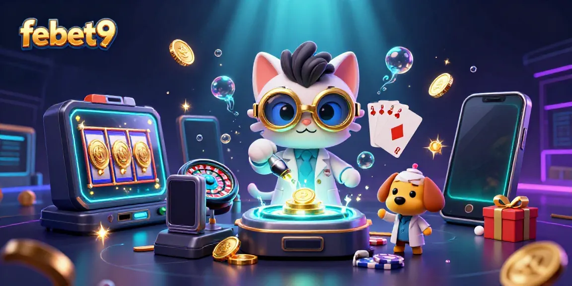Experience the thrilling fun of febet9 with vibrant slot games and casino action in a dynamic scene.