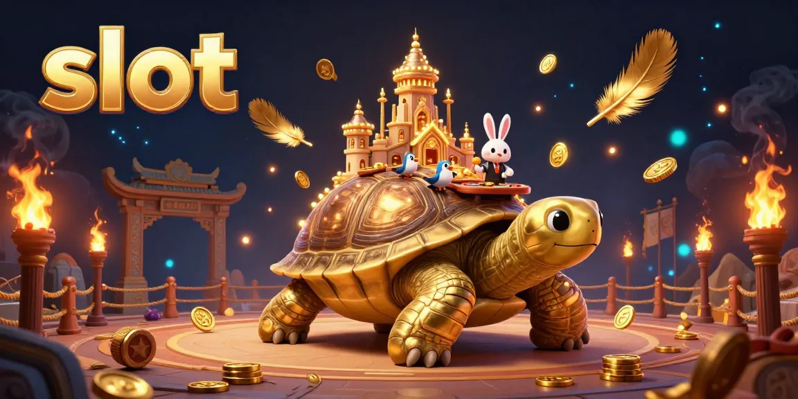 Experience the thrill of slot gaming with a vibrant illustration of a golden tortoise casino scene.