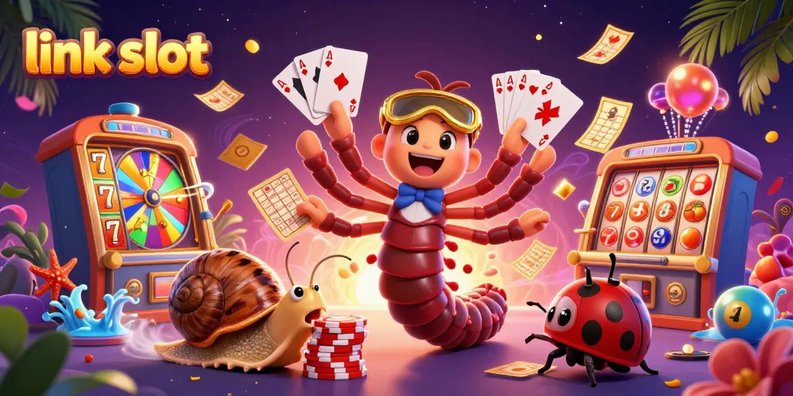 Spin to win with link slot, featuring imaginative characters and vibrant casino games.