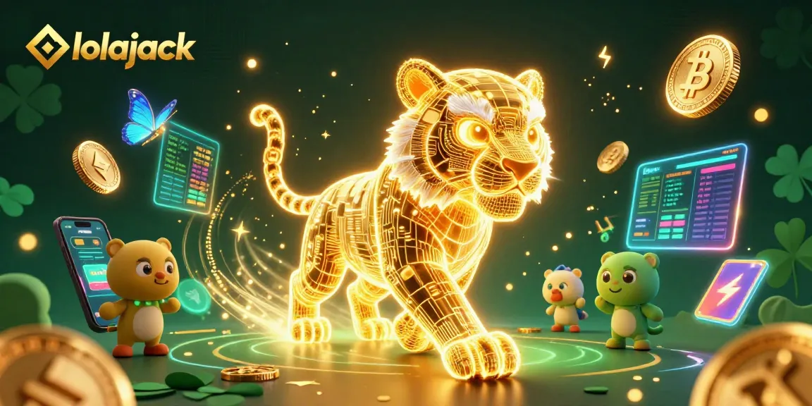 Experience thrilling gameplay at lolajack casino with neon-lit characters and crypto elements.